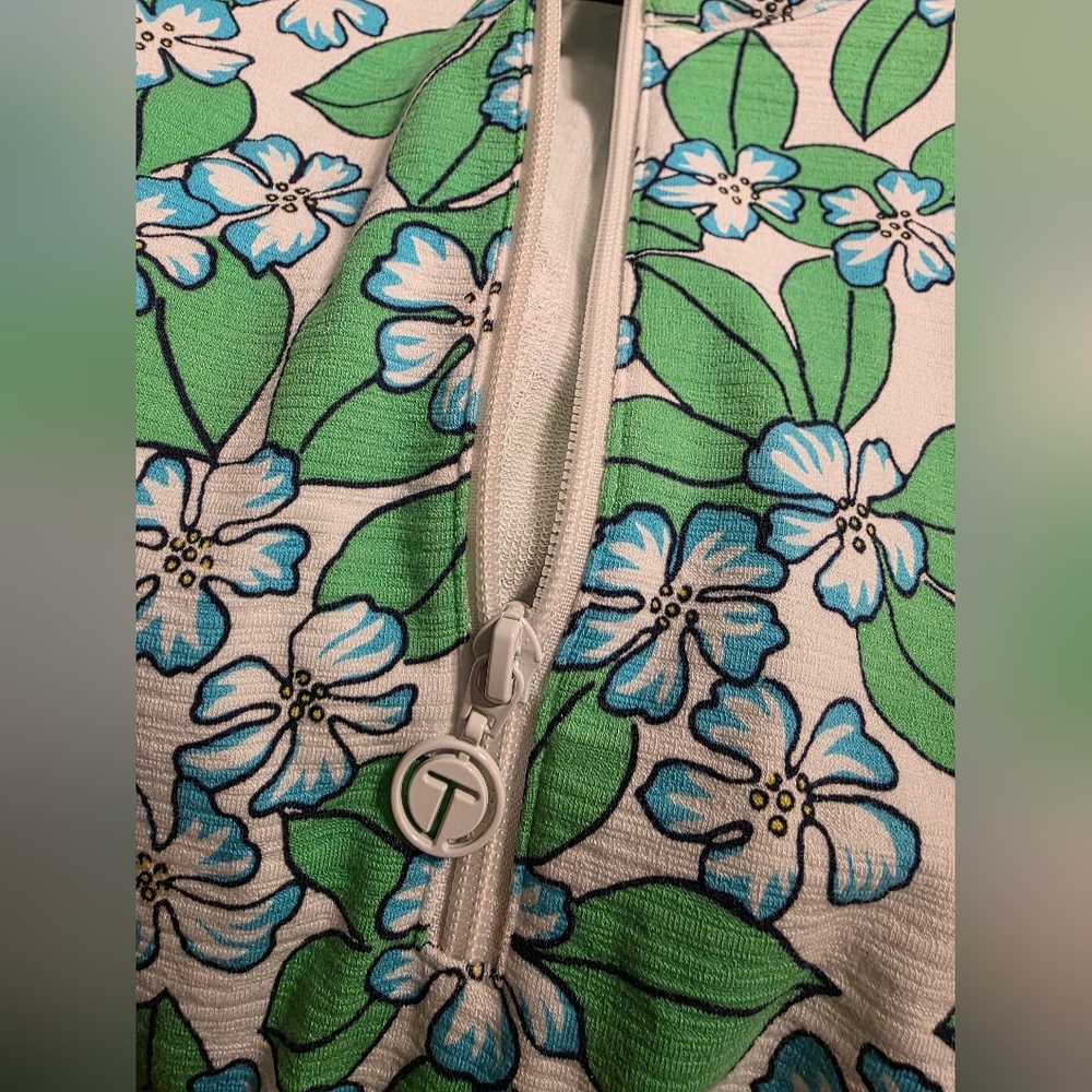 NWT TALBOTS Floral Quarter-Zip Pullover Top - Green Floral SZ 2XL - Picture 5 of 10
